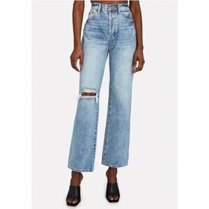 Pistola X Anthropologie Cassie Jeans Straight Leg Distressed Blue High Rise 28